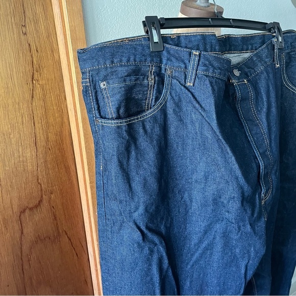 LEVIS Men's sz 56 x 32 501 Dark Wash Button Fly Jeans Blue Denim - Picture 8 of 12